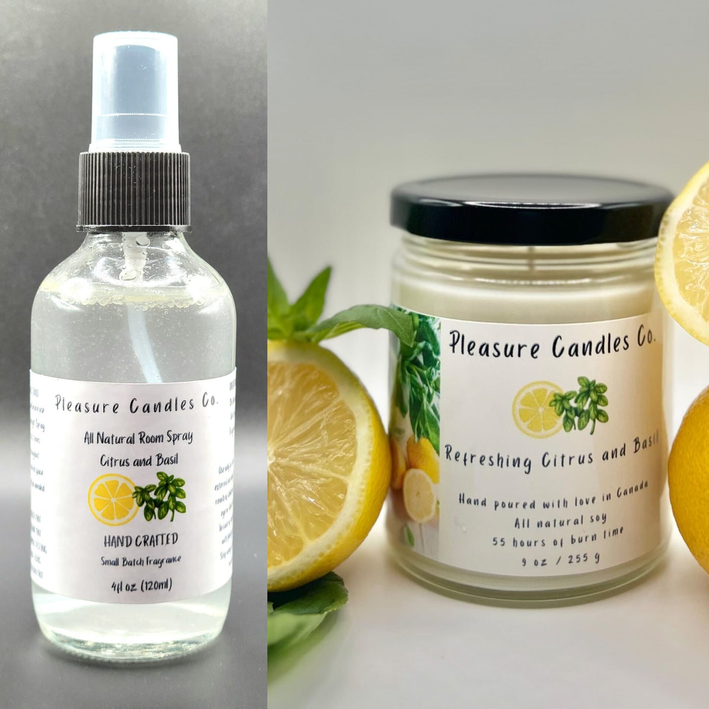 Citrus and Basil Bundle (9 oz candle, 4 oz room spray)